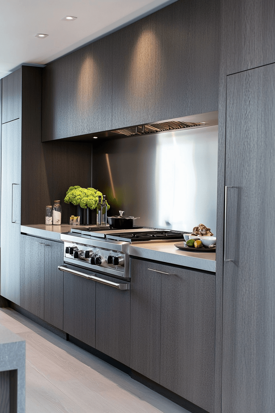 dark stained kitchen cabinets