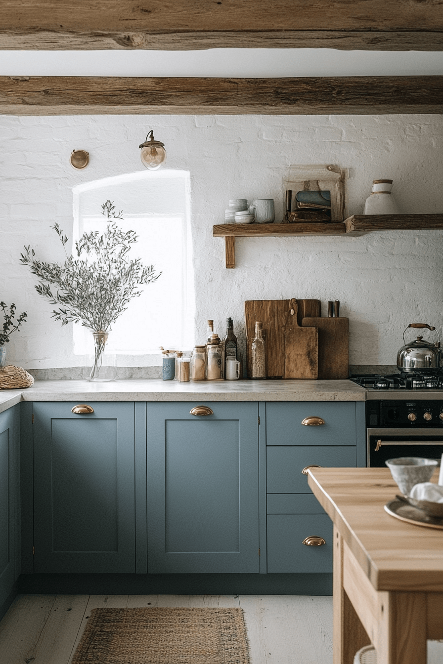 blue grey kitchen cabinets