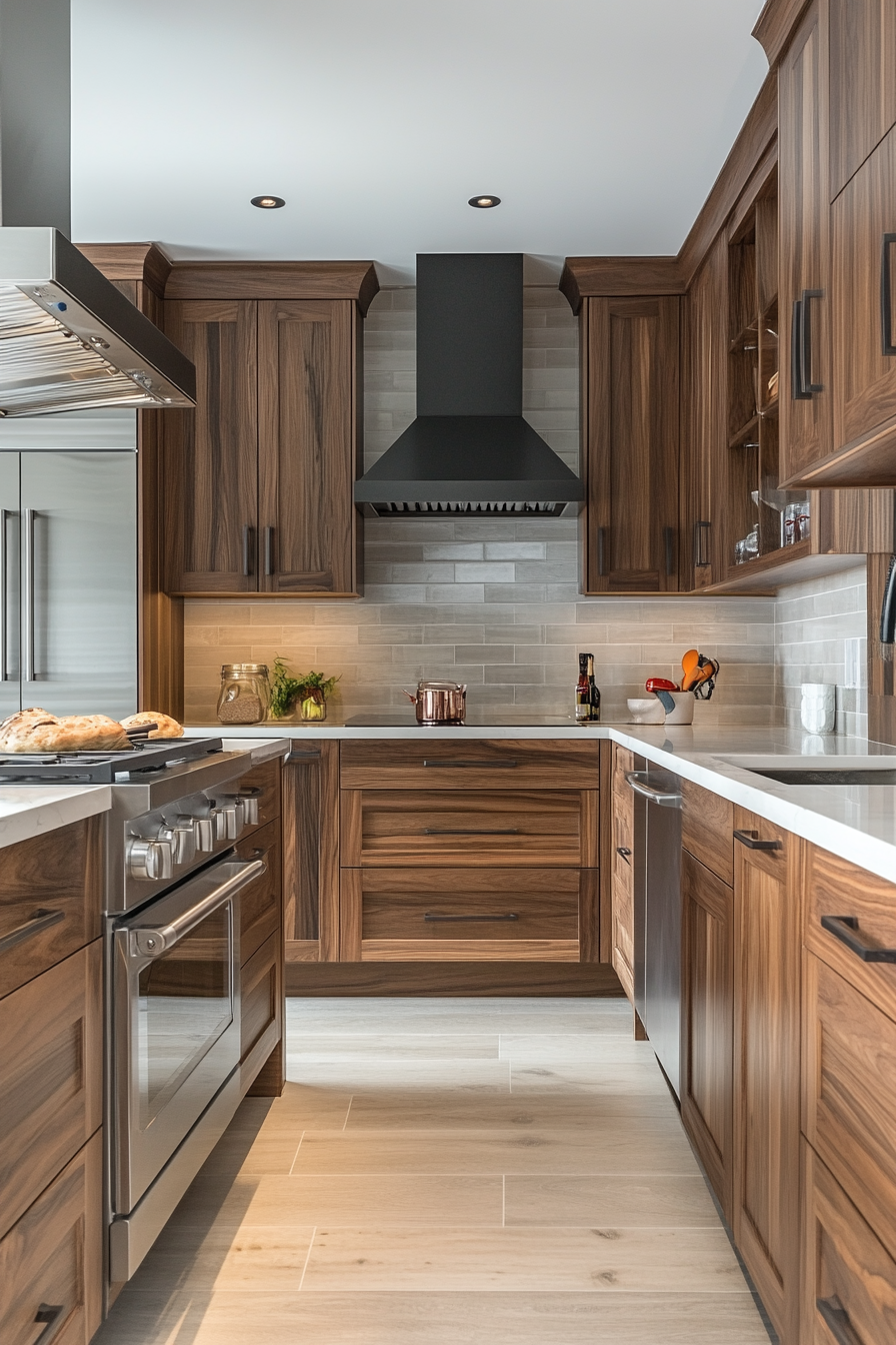 dark walnut kitchen cabinets