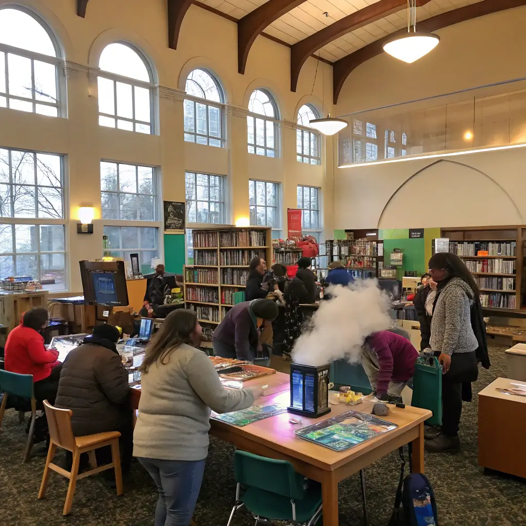 Hidden Paradise: 17 Mind-Blowing Free Adventures in Avalon You Can't Miss Diverse participants engaged in a vibrant STEAM workshop at the warmly lit Avalon Public Library with interactive science displays and natural light filtering through large windows