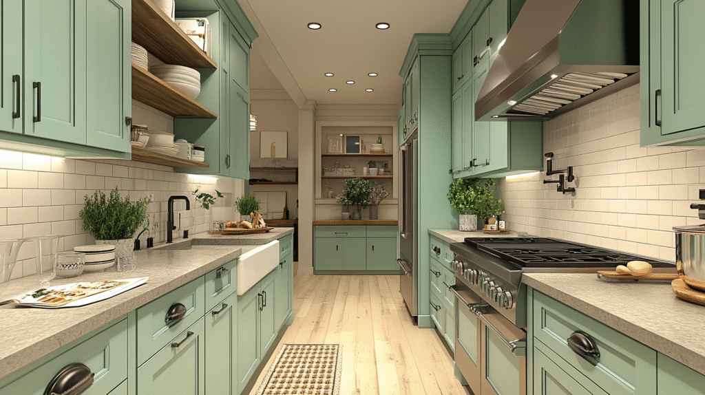mint green kitchen cabinets