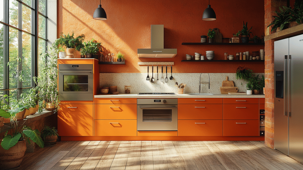 orange kitchen cabinets