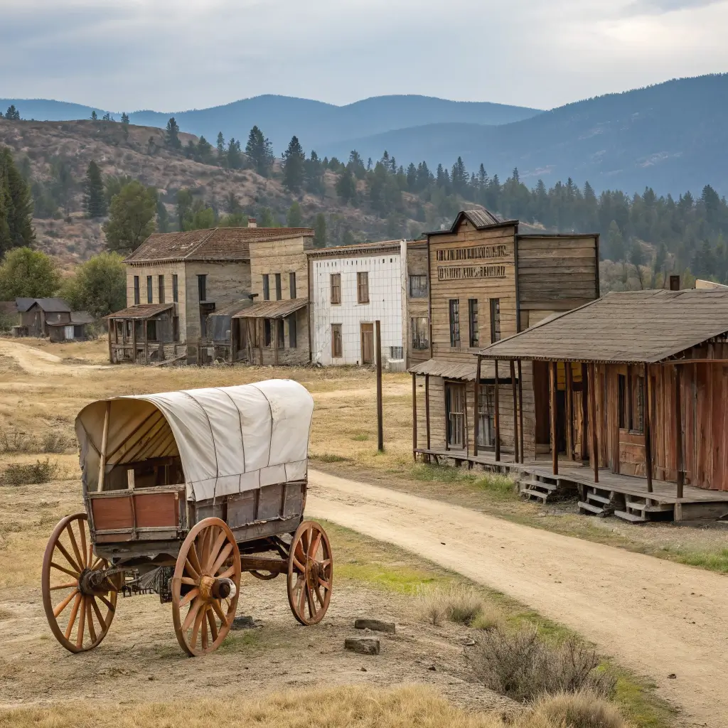 Exploring Redding's Hidden Treasures: Your Ultimate Free Adventure Guide Restored wooden stagecoach at Shasta State Historic Park with Gold Rush era buildings and rugged landscape in background