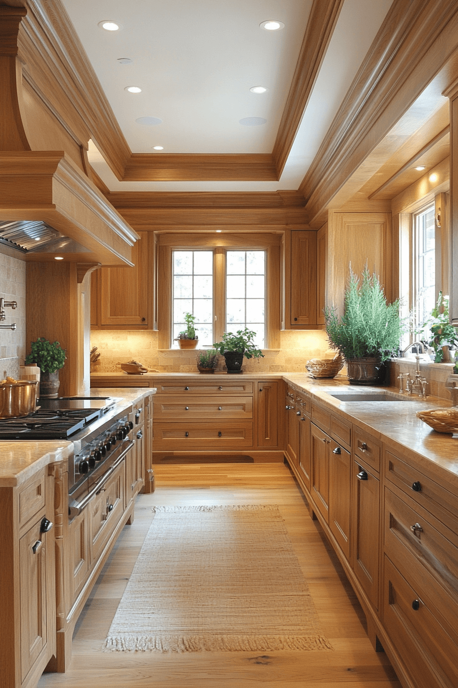 warm wood kitchen cabinets