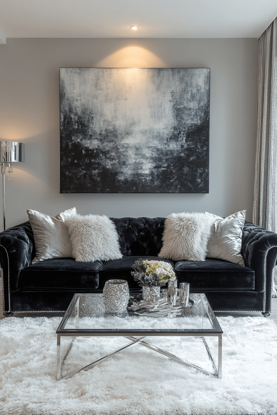 dark couch living room