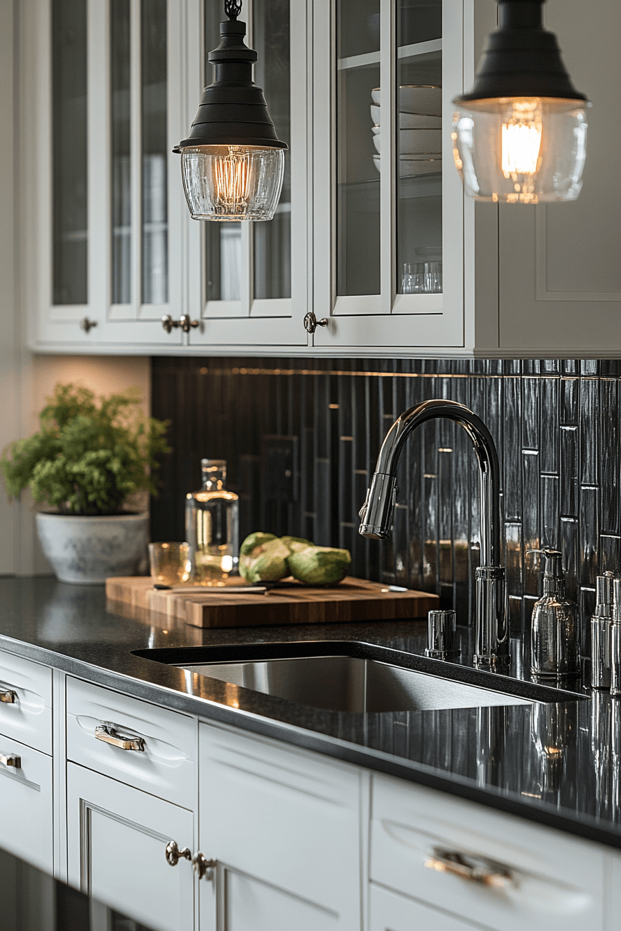 fluted glass kitchen cabinets