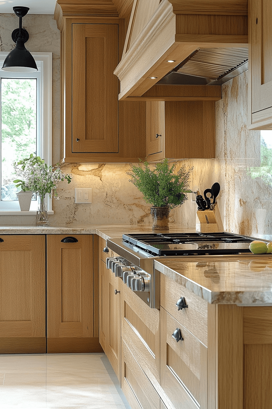 27+ Golden Oak Kitchen Cabinets That Make Every Detail Stand Out golden oak kitchen cabinets