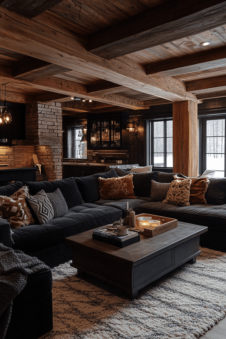 dark couch living room