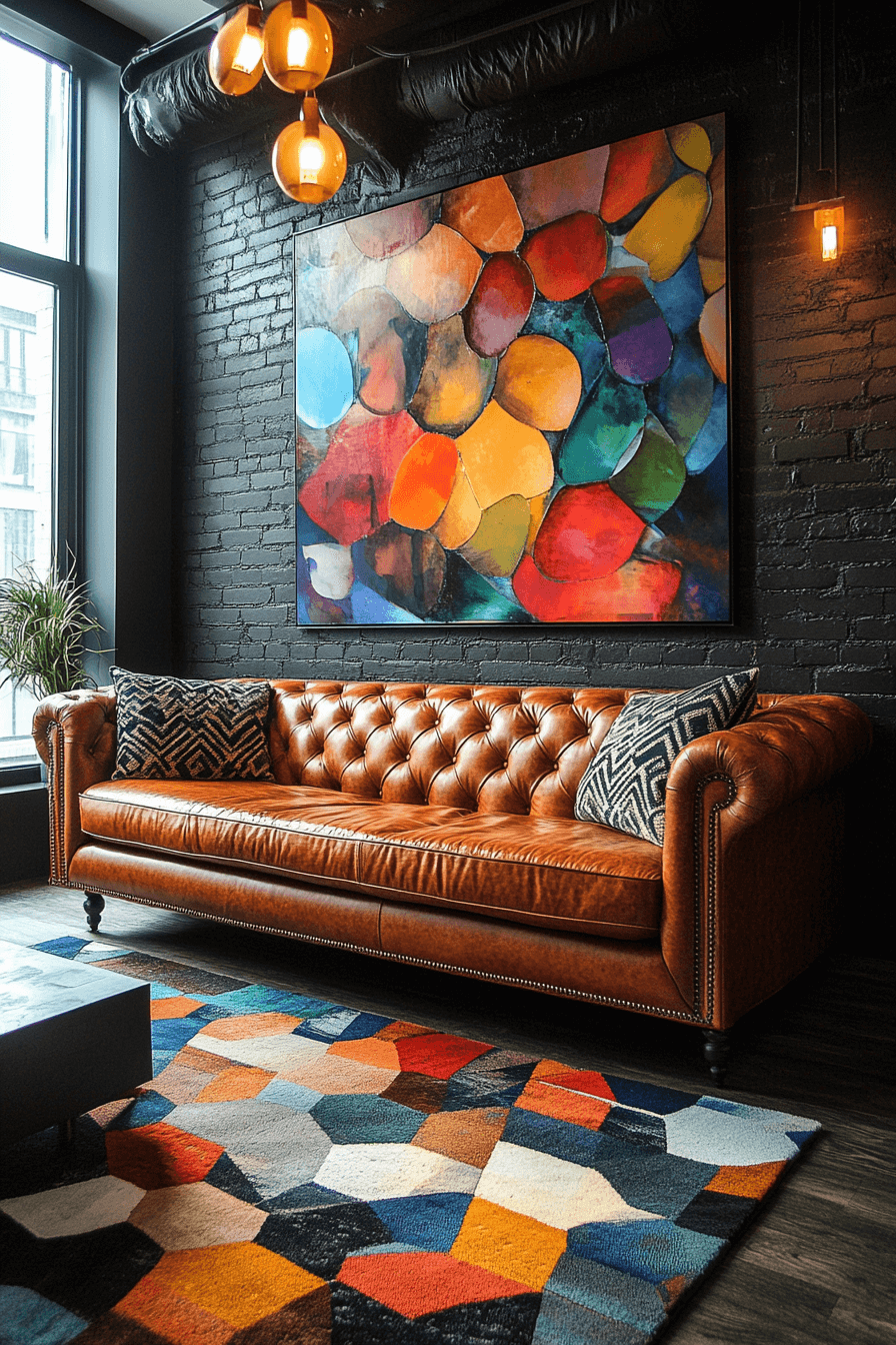 cognac couch living room ideas