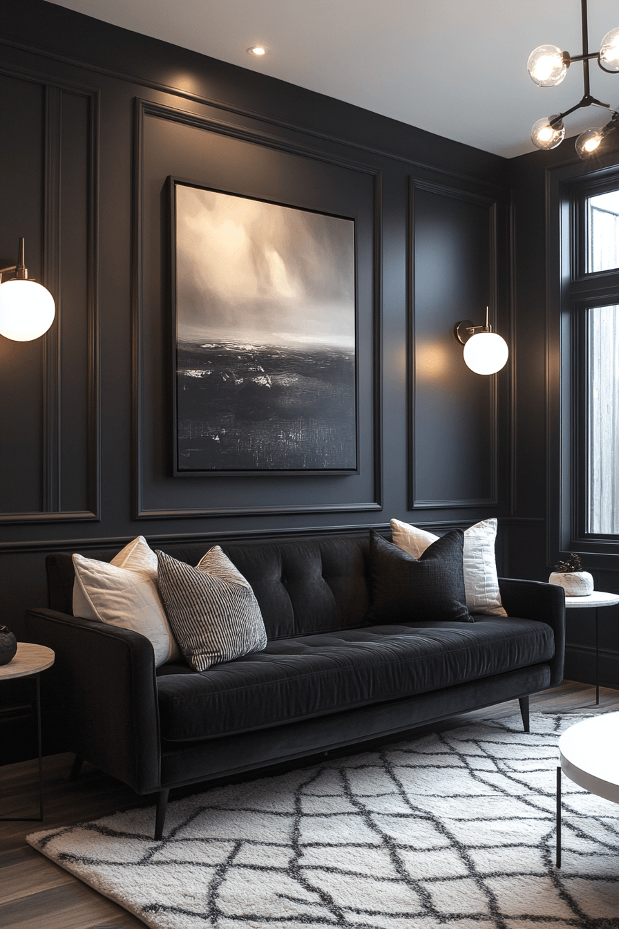 dark couch living room