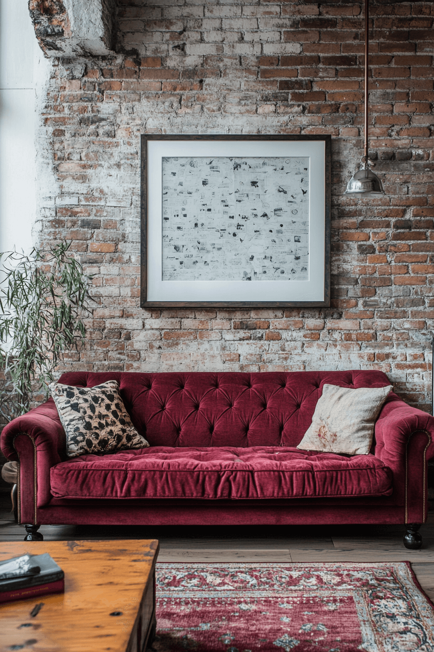 burgundy couch living room