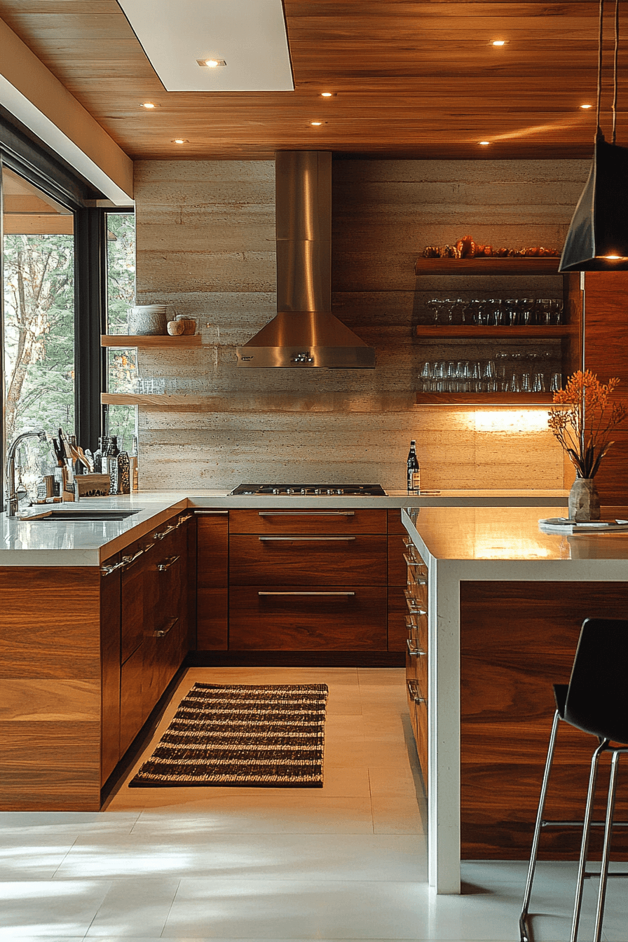 warm wood kitchen cabinets