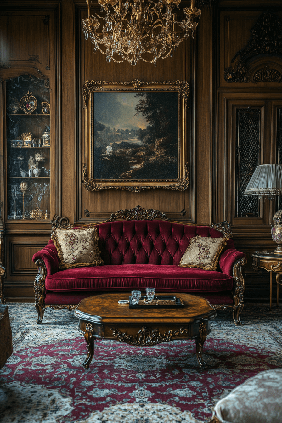 burgundy couch living room
