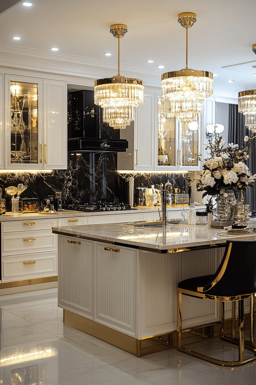 fluted glass kitchen cabinets