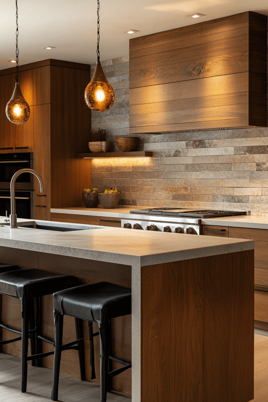 warm wood kitchen cabinets