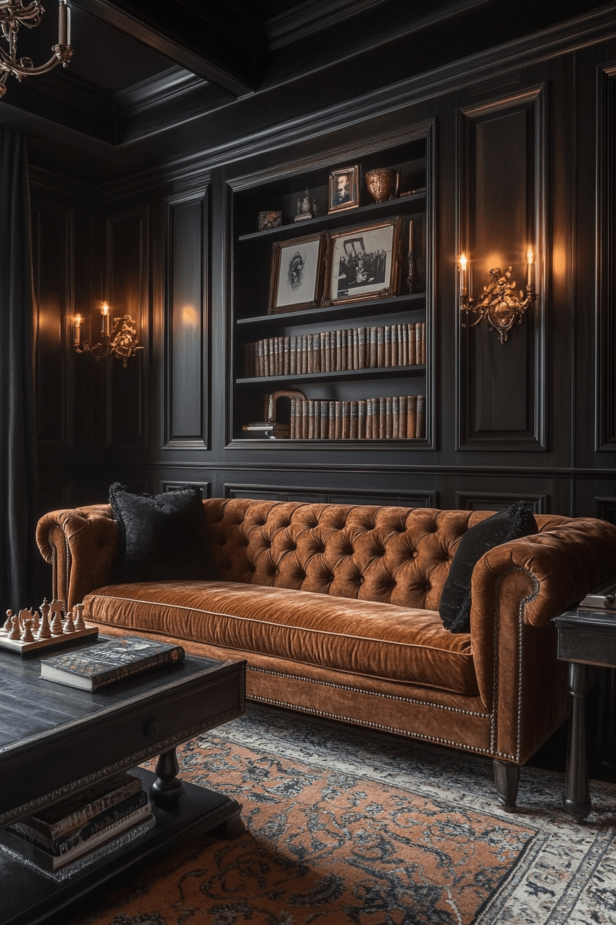 cognac couch living room ideas