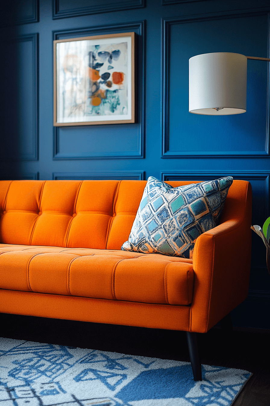 orange couch living room