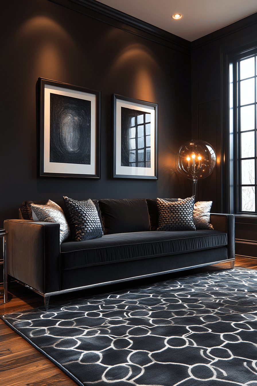 dark couch living room