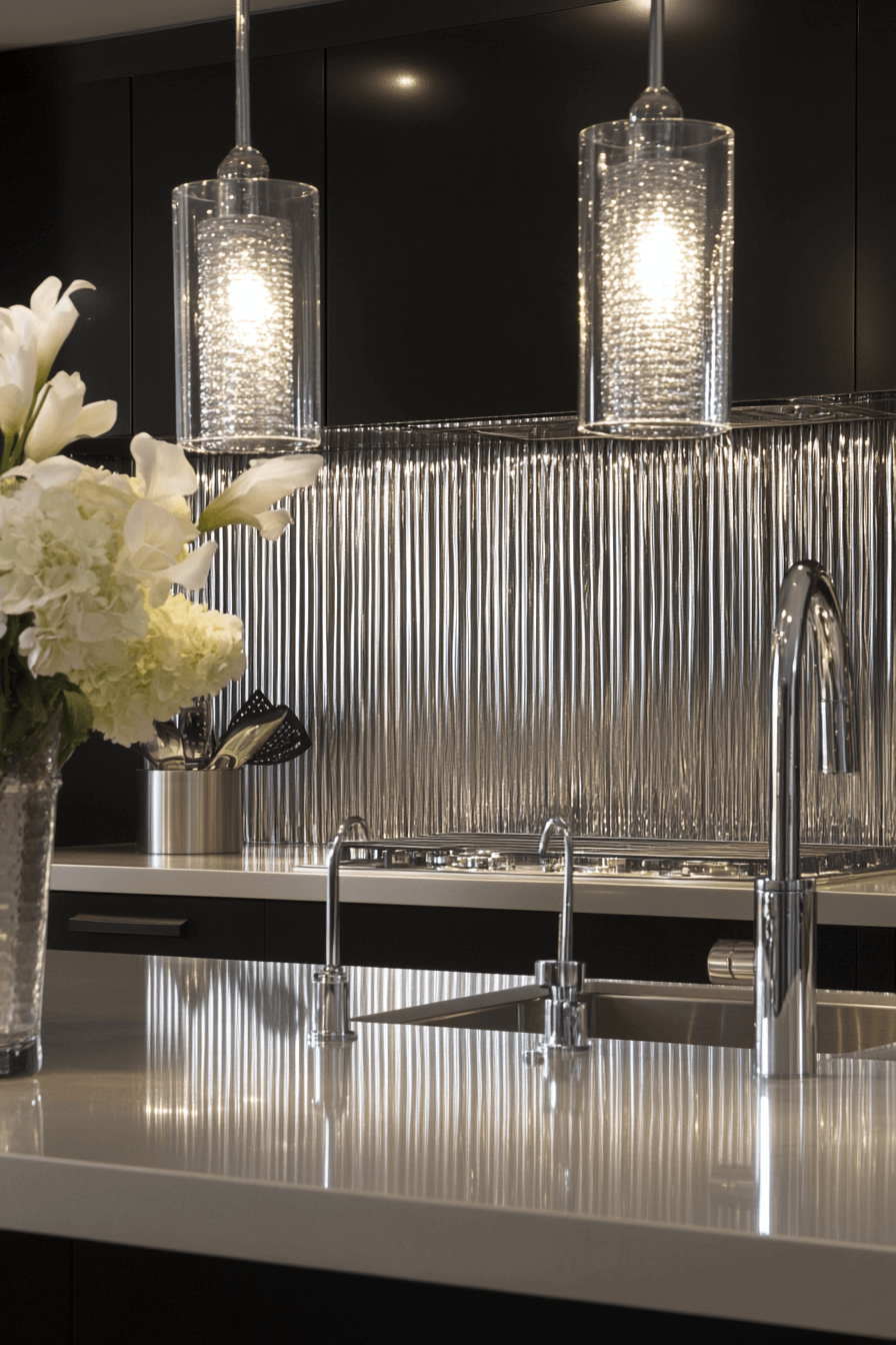 fluted glass kitchen cabinets