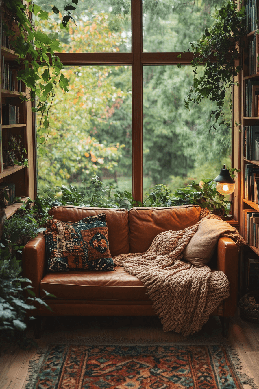 cognac couch living room ideas