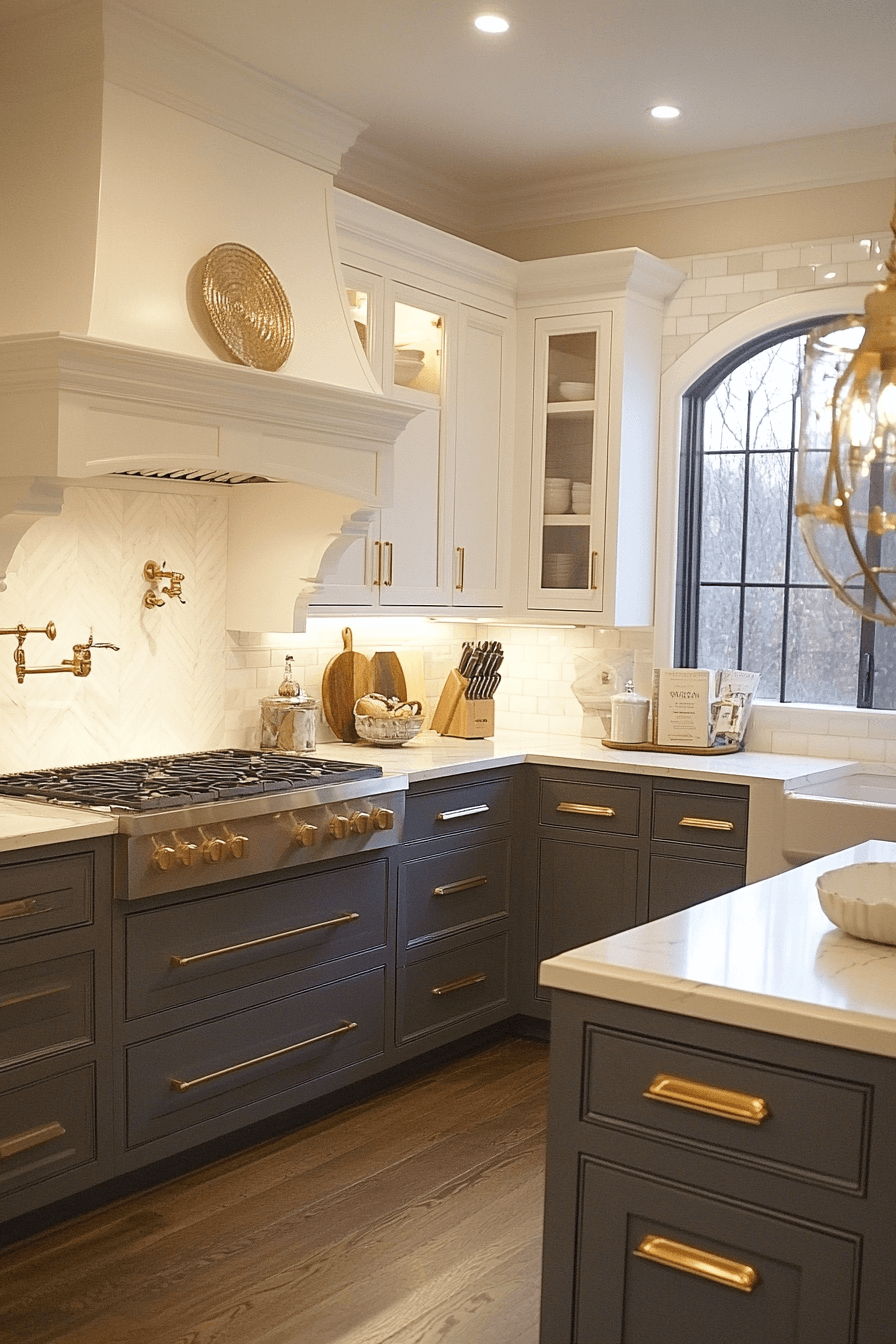 grey and white kitchen cabinets