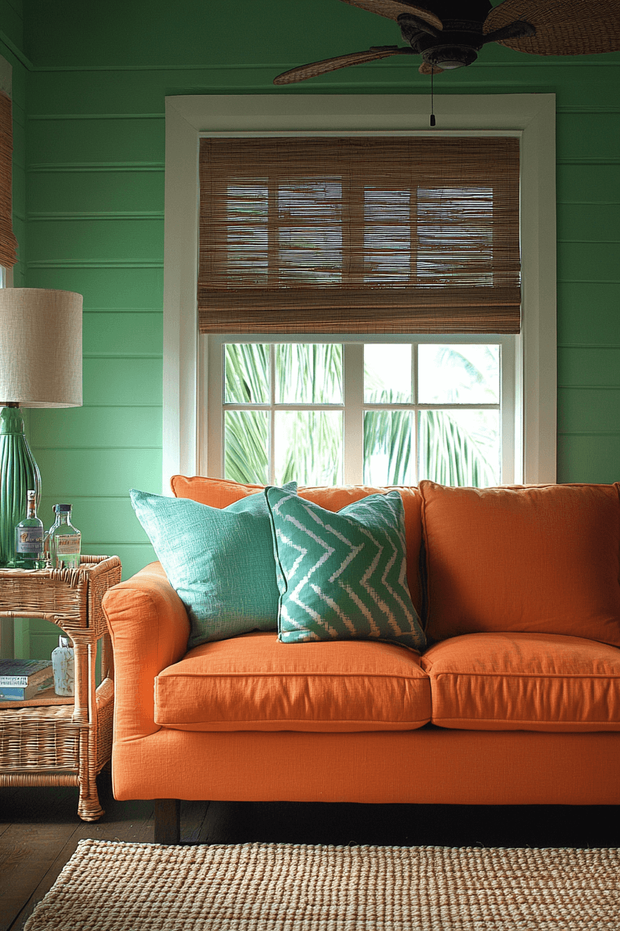 orange couch living room