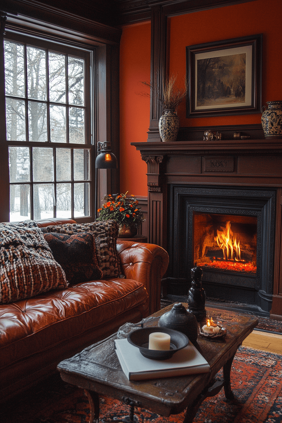 cognac couch living room ideas