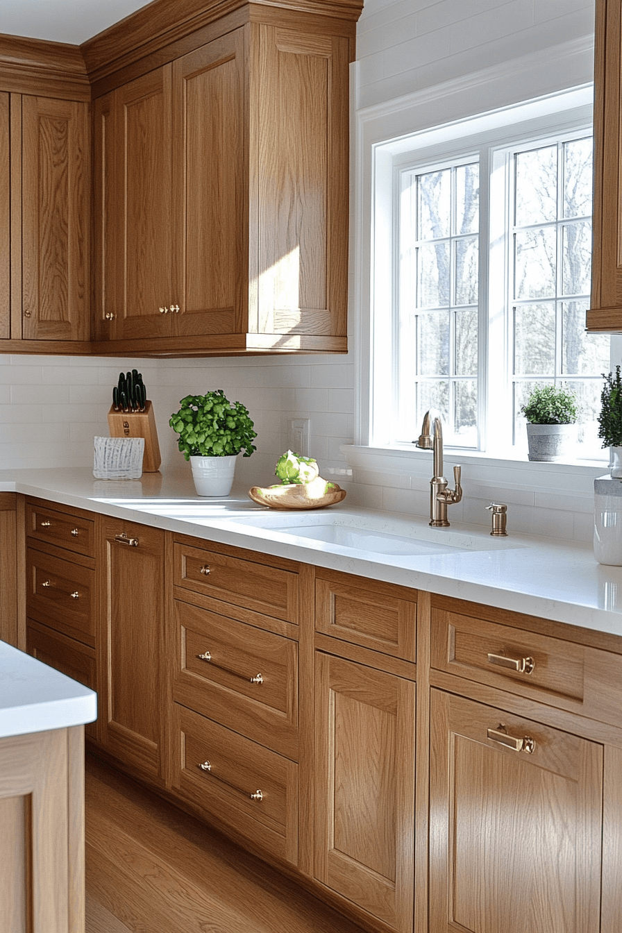 27+ Golden Oak Kitchen Cabinets That Make Every Detail Stand Out golden oak kitchen cabinets