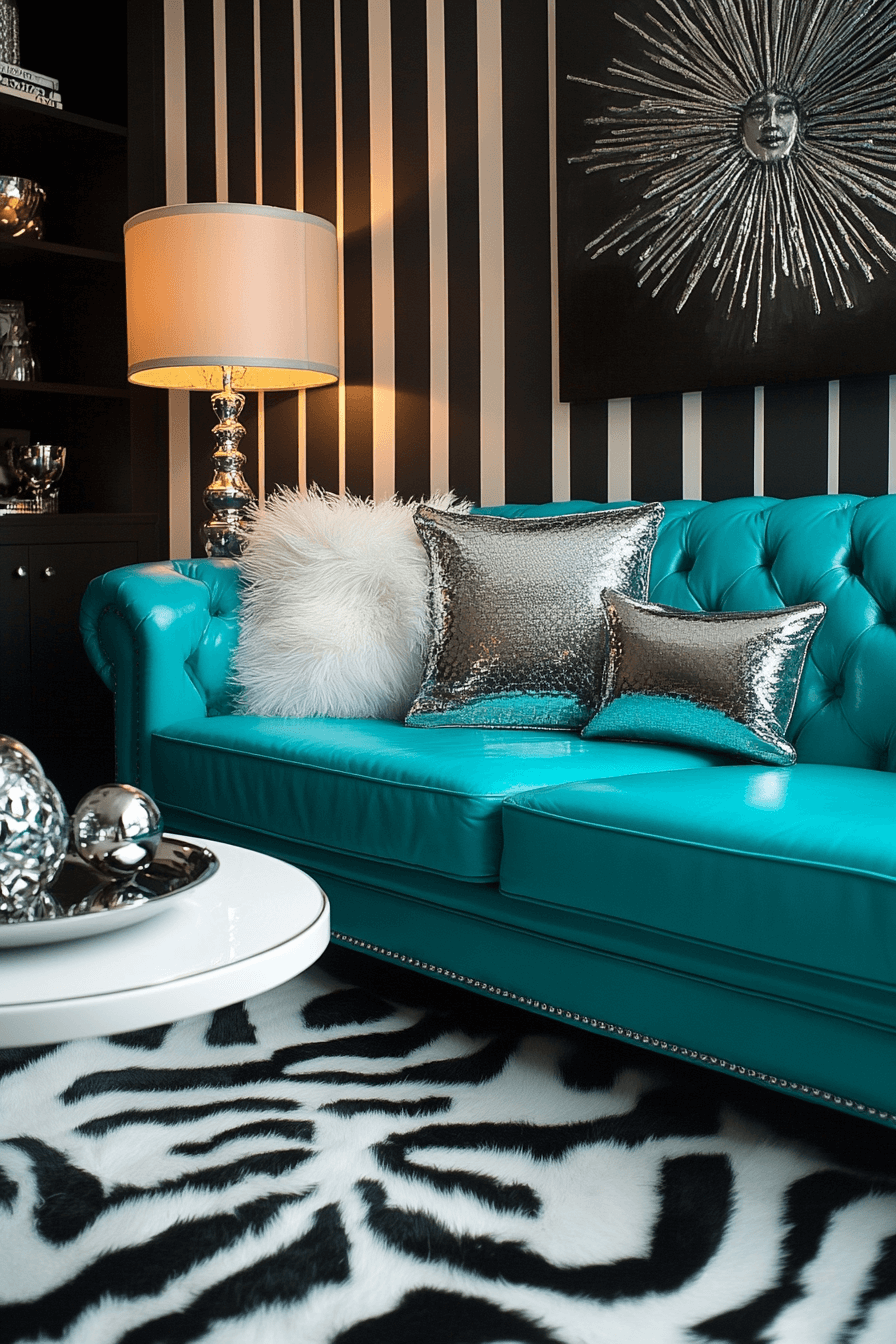 teal couch living room