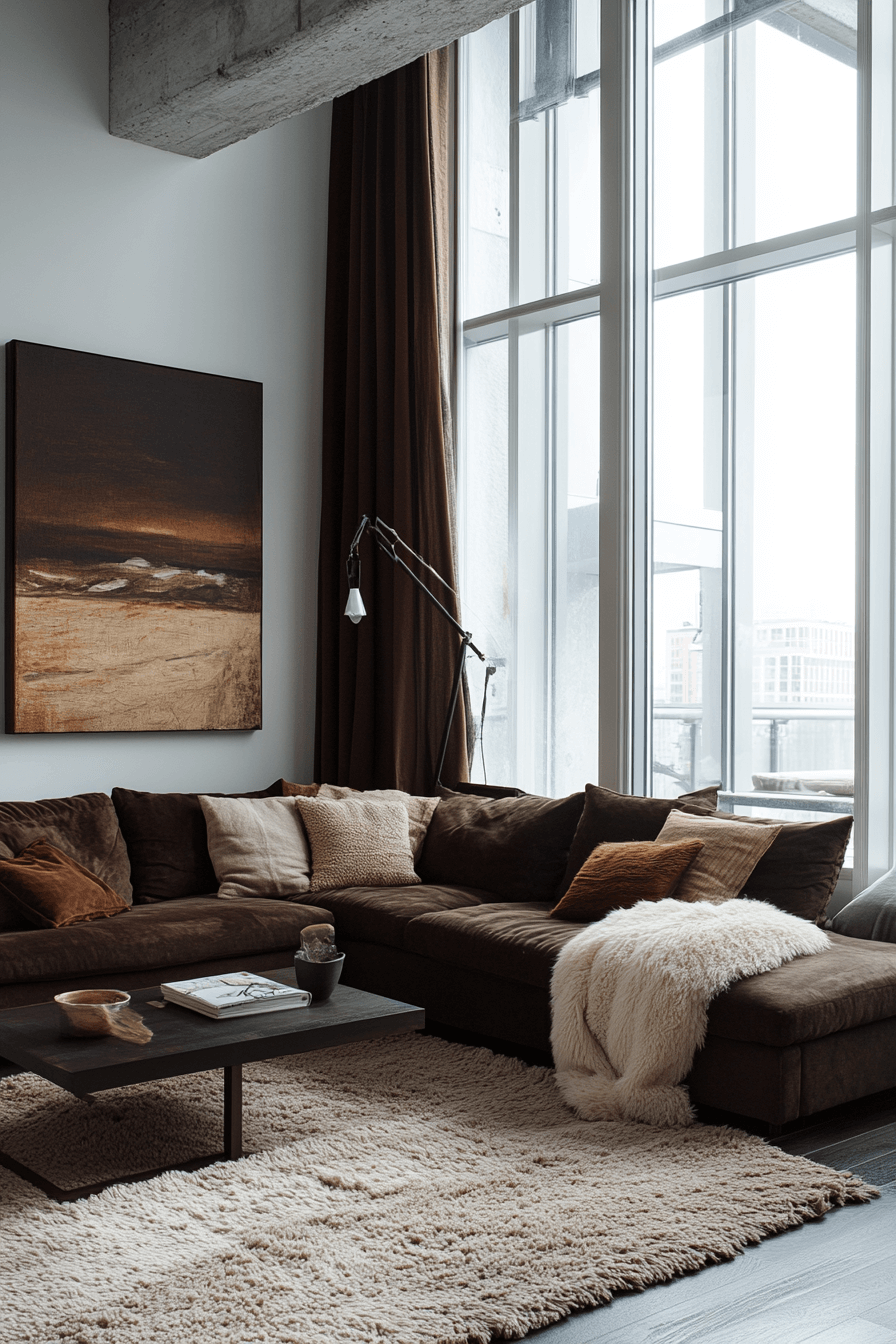 dark couch living room