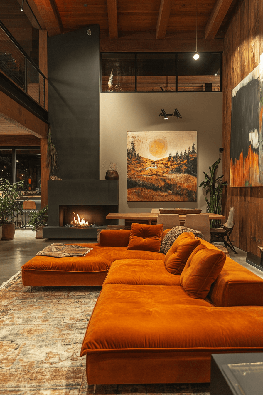 orange couch living room