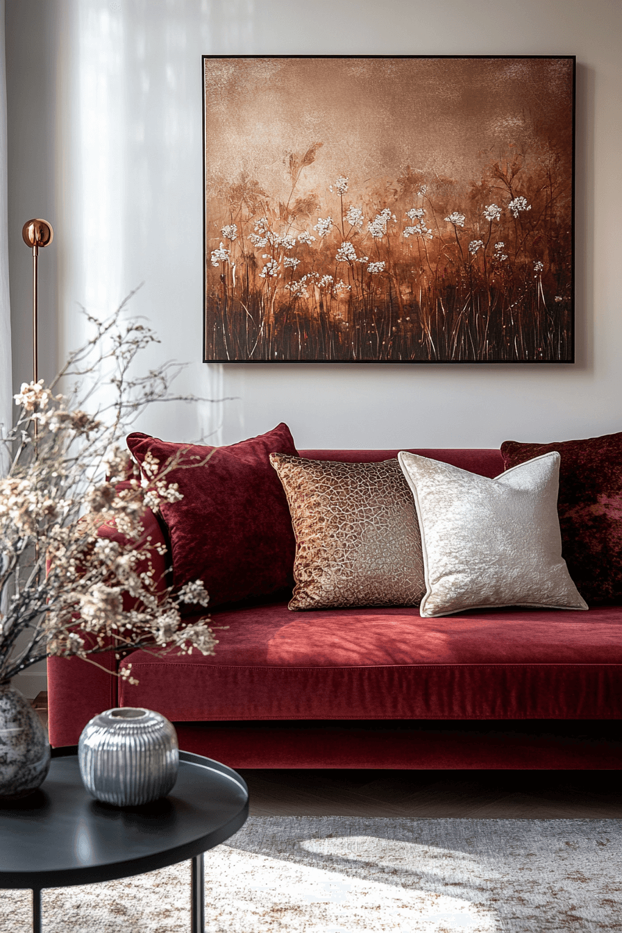 burgundy couch living room