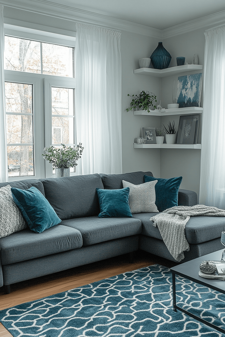 dark couch living room