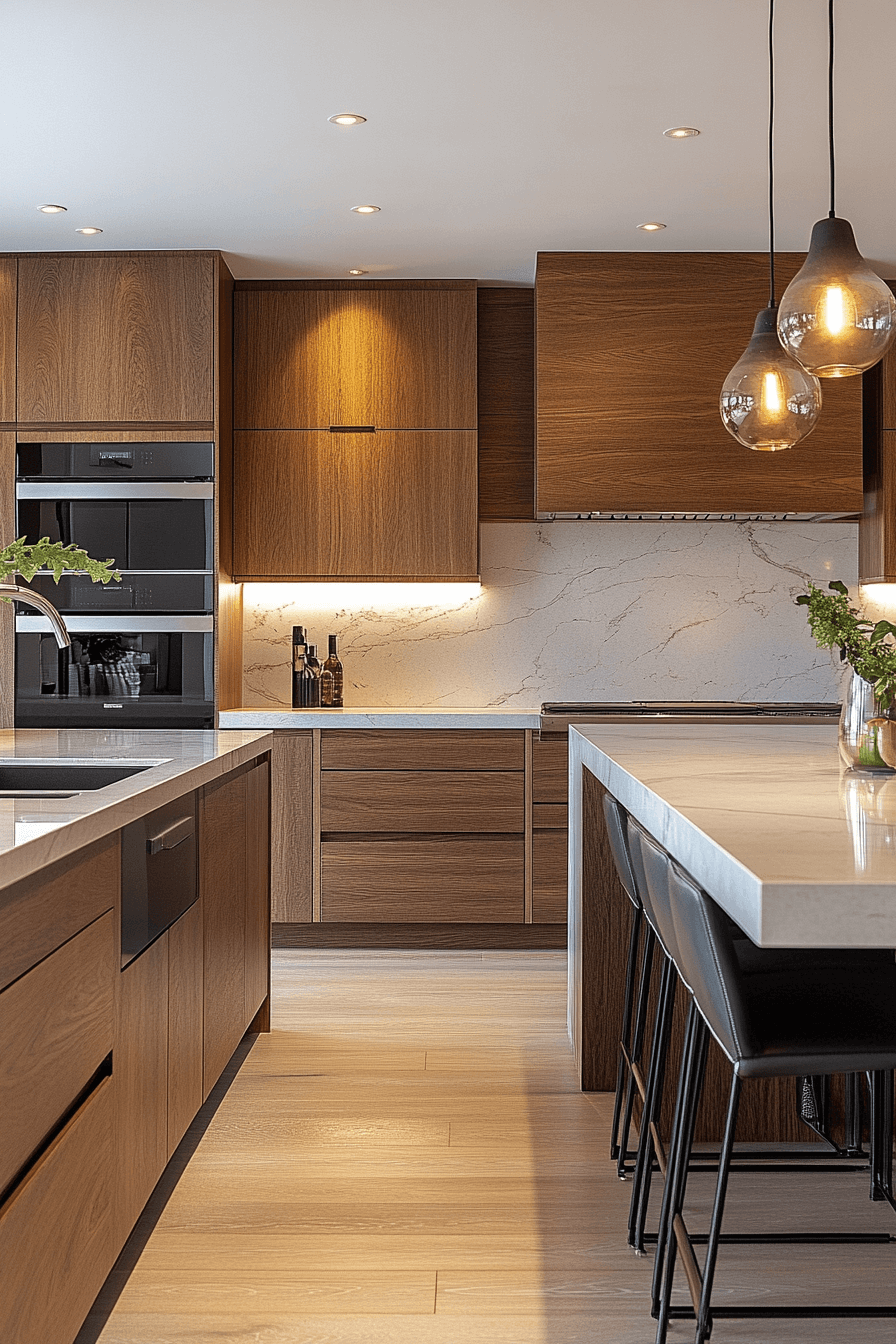 warm wood kitchen cabinets