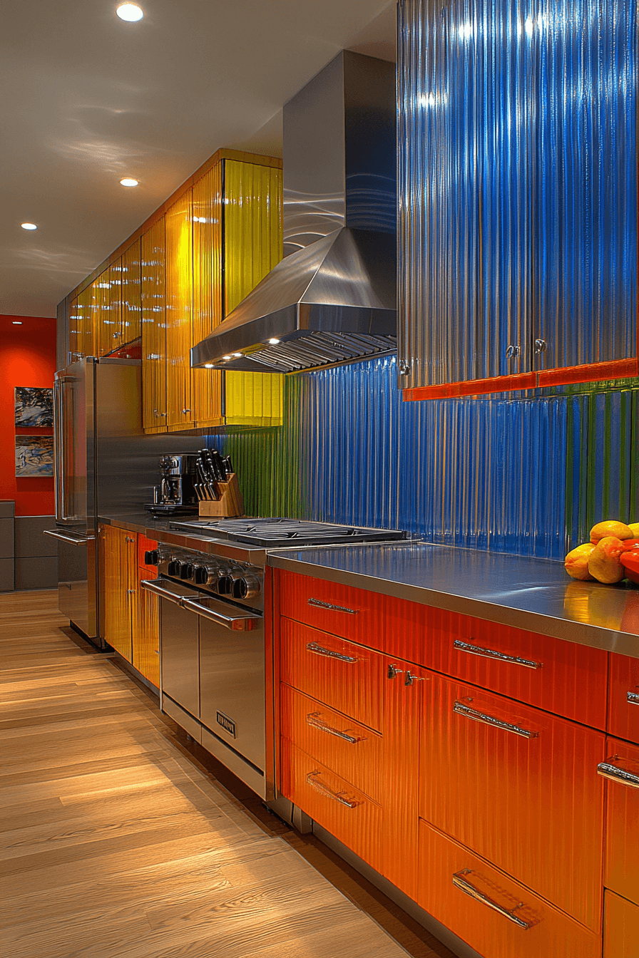 fluted glass kitchen cabinets