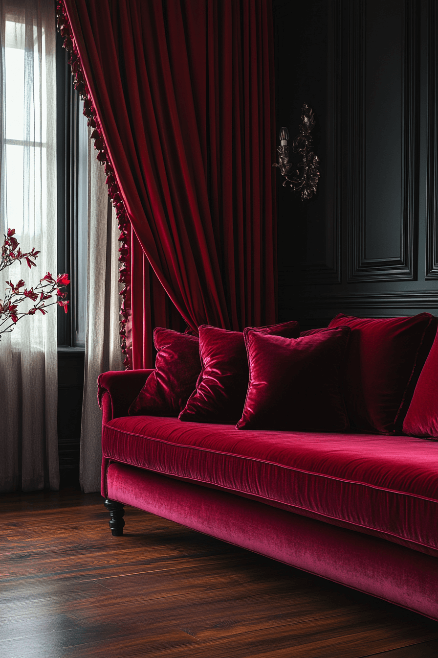 burgundy couch living room