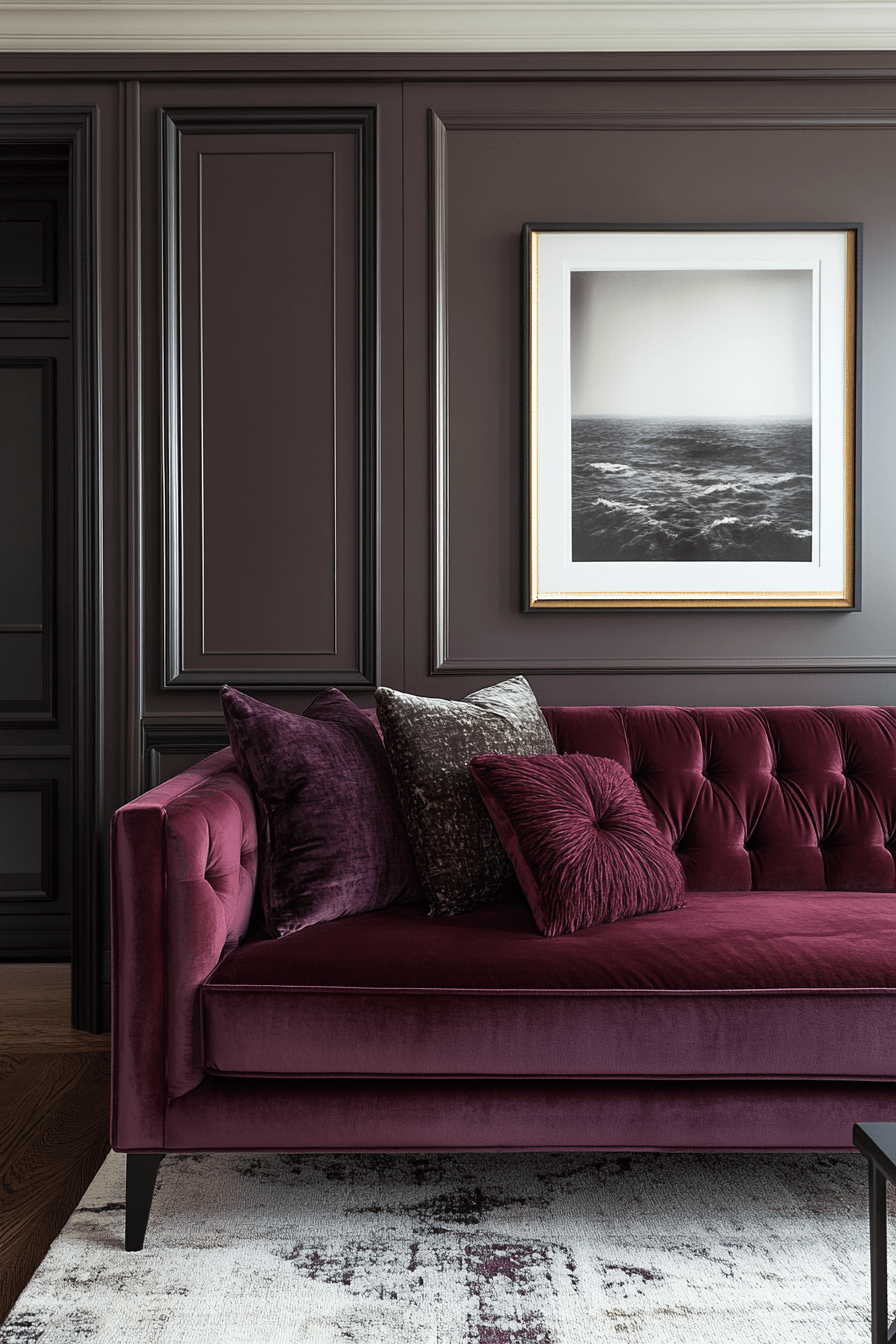 burgundy couch living room