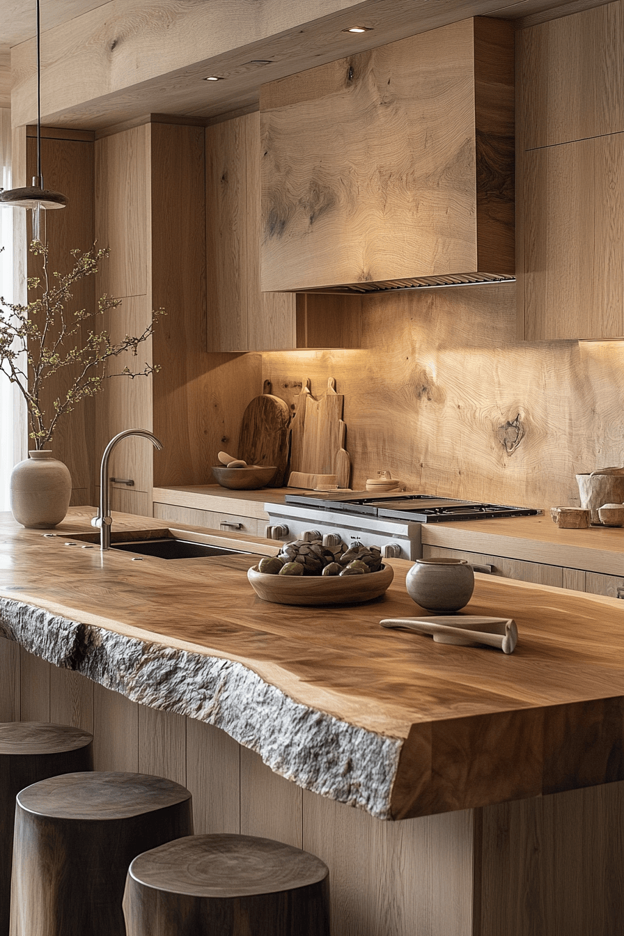 warm wood kitchen cabinets