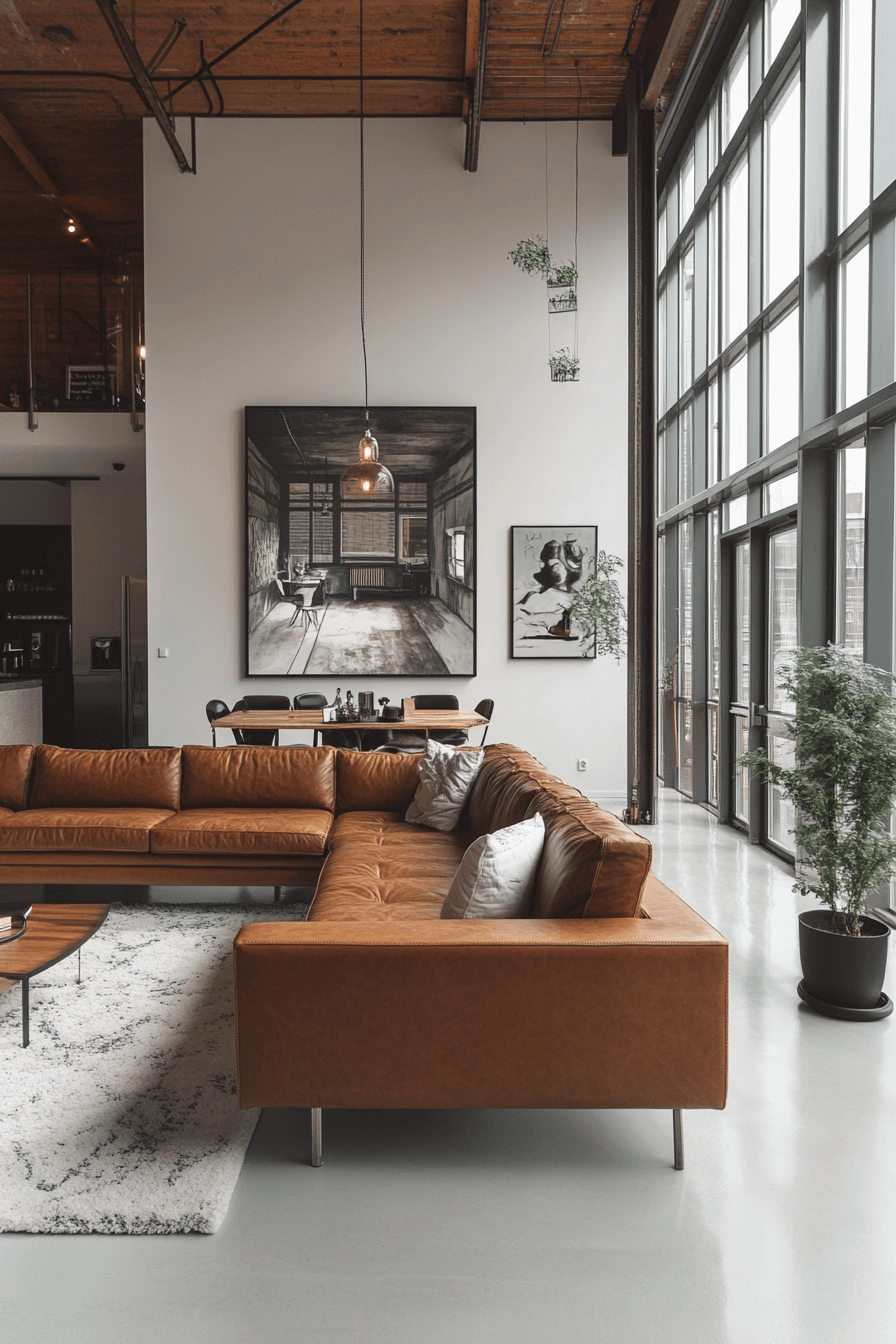 cognac couch living room ideas