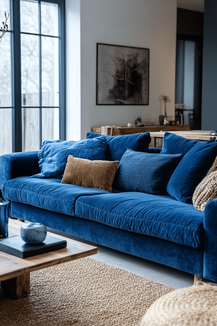 blue couch living room ideas