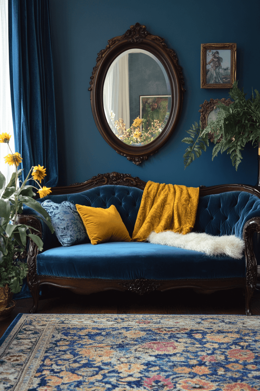 teal couch living room