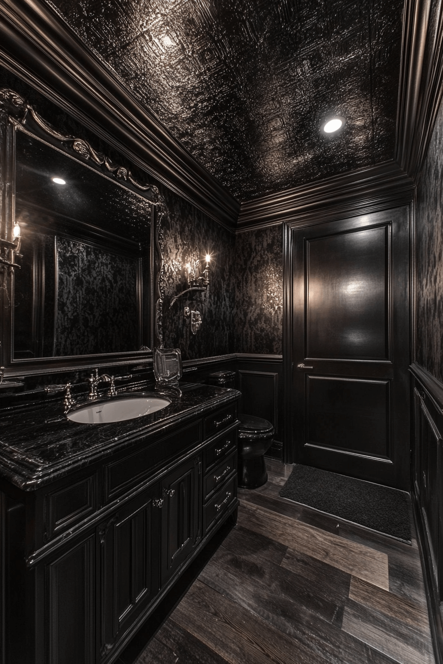 27+ Moody Powder Room Ideas That Turn Simplicity Into Stunning Beauty moody powder room