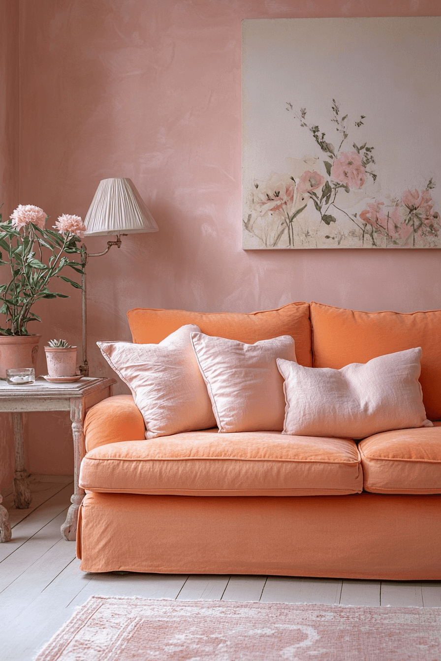 orange couch living room