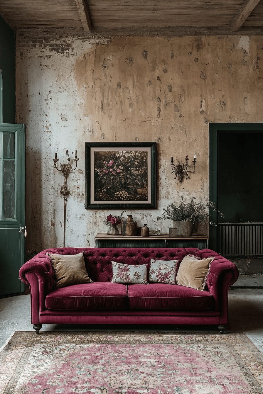 burgundy couch living room
