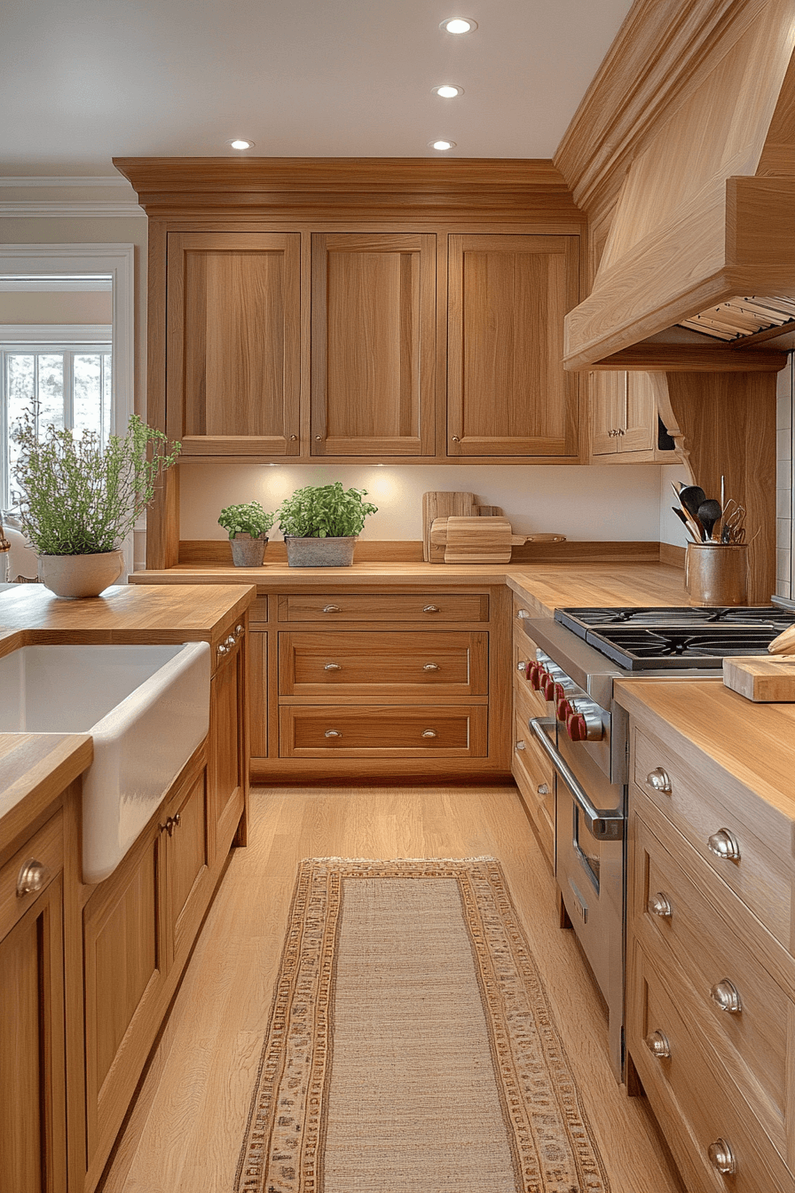 warm wood kitchen cabinets