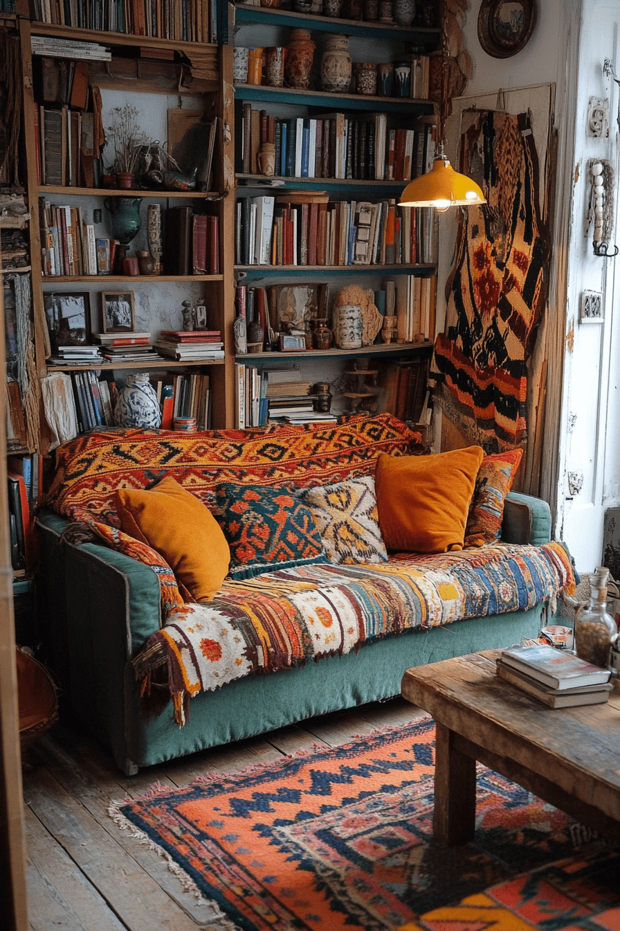 teal couch living room
