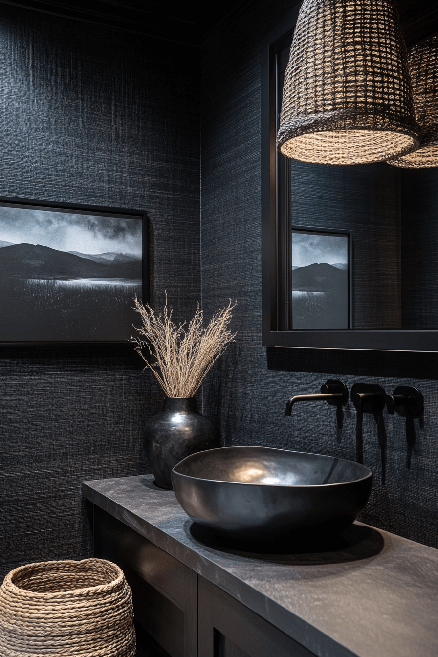 27+ Moody Powder Room Ideas That Turn Simplicity Into Stunning Beauty moody powder room