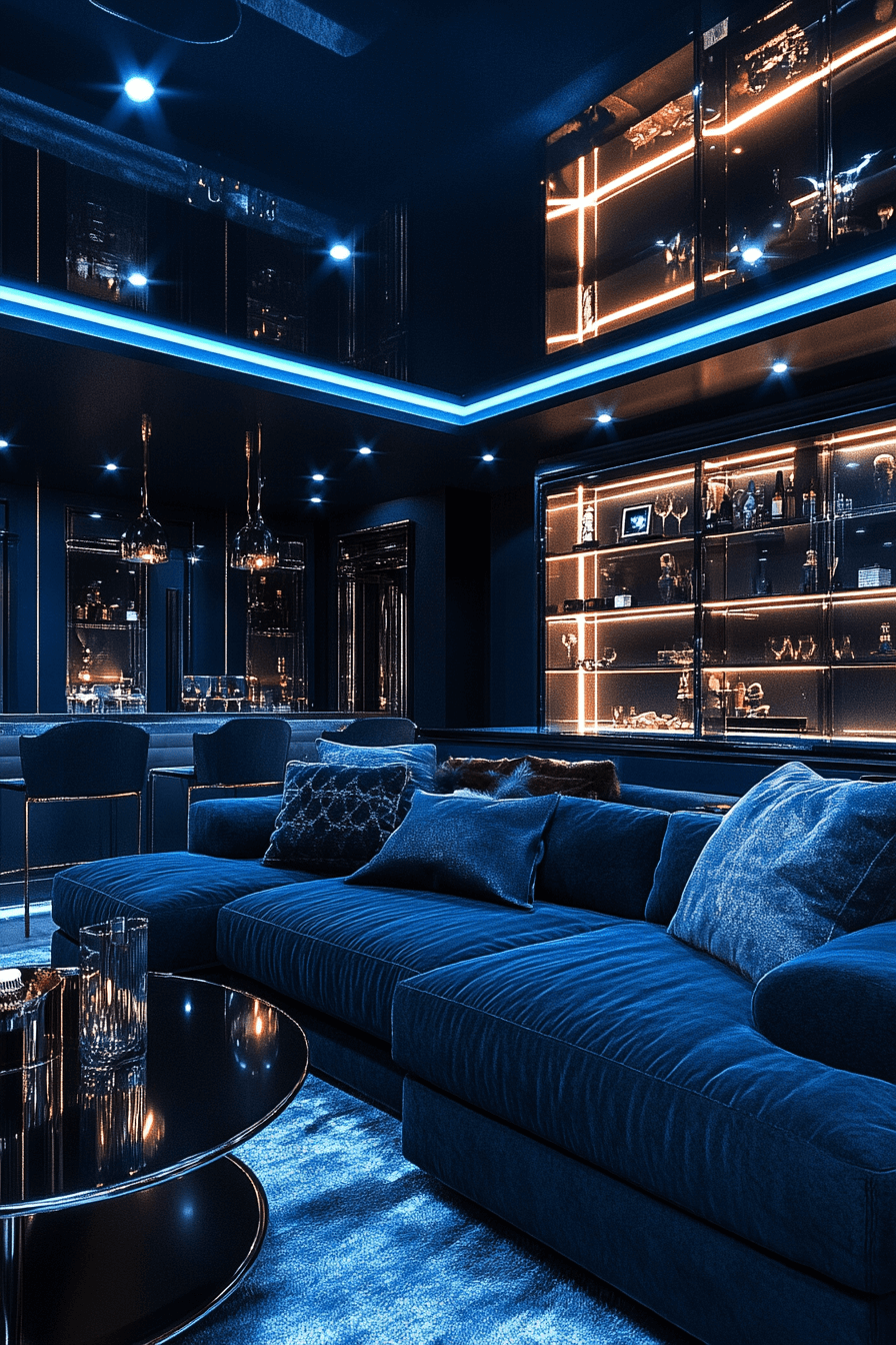 dark couch living room