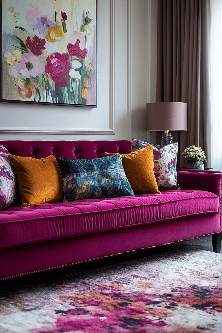 burgundy couch living room