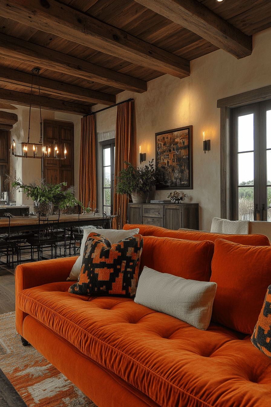 orange couch living room